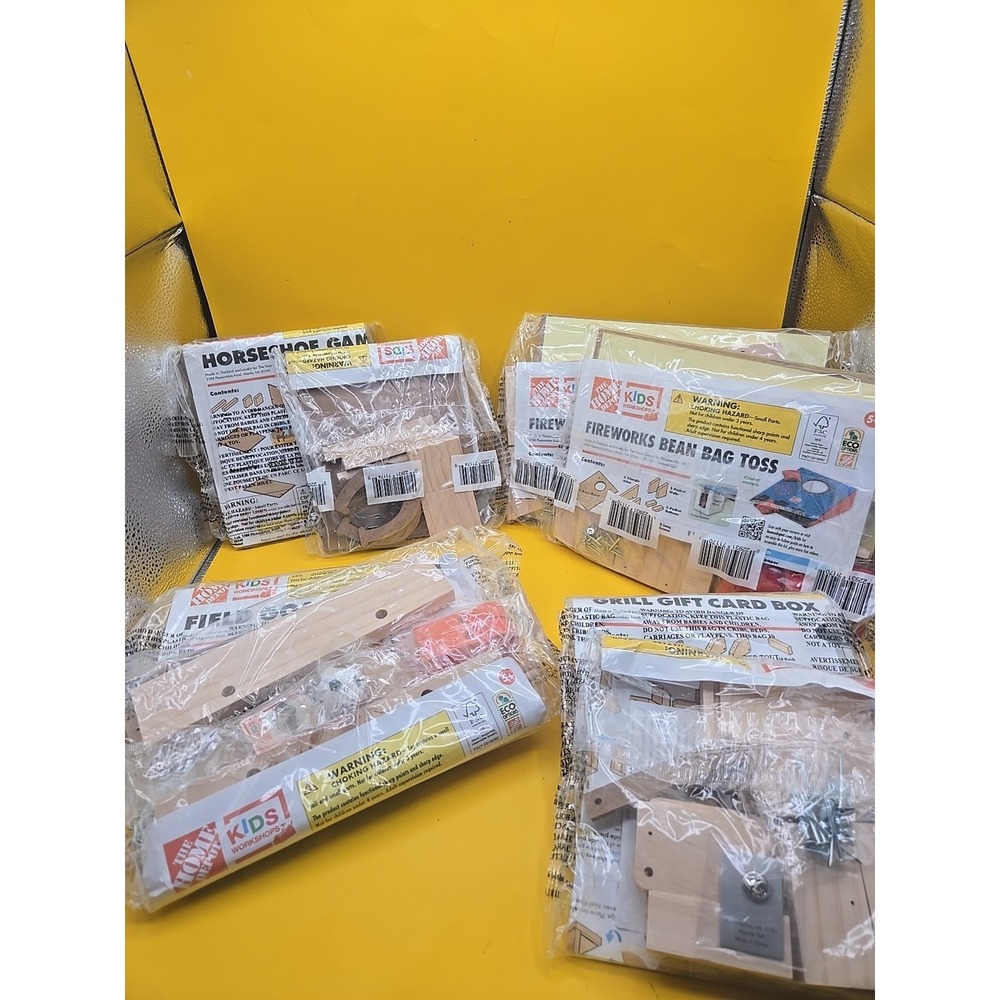 Home Depot DIY Kids Workshop Wood Craft Kits With Pins• Lot Of 8 • NEW Sealed